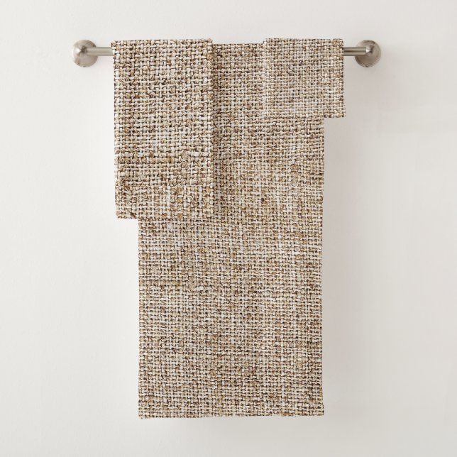 Rustic Farmhouse Burlap Bath Towel Set (Insitu)