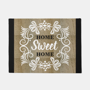 Rustic Farmhouse Burlap Home Sweet Home Doormat