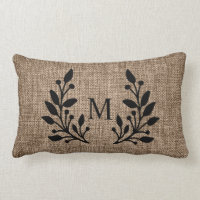 Rustic Farmhouse Burlap Laurels Monogram