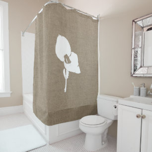 Rustic Farmhouse Burlap Linen Seedling Plant Shower Curtain