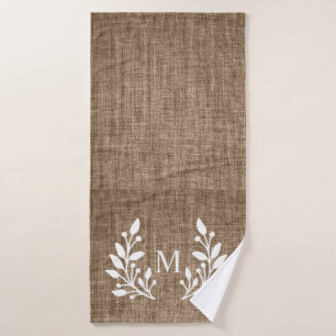 Rustic Farmhouse Burlap Monogram  Bath Towel