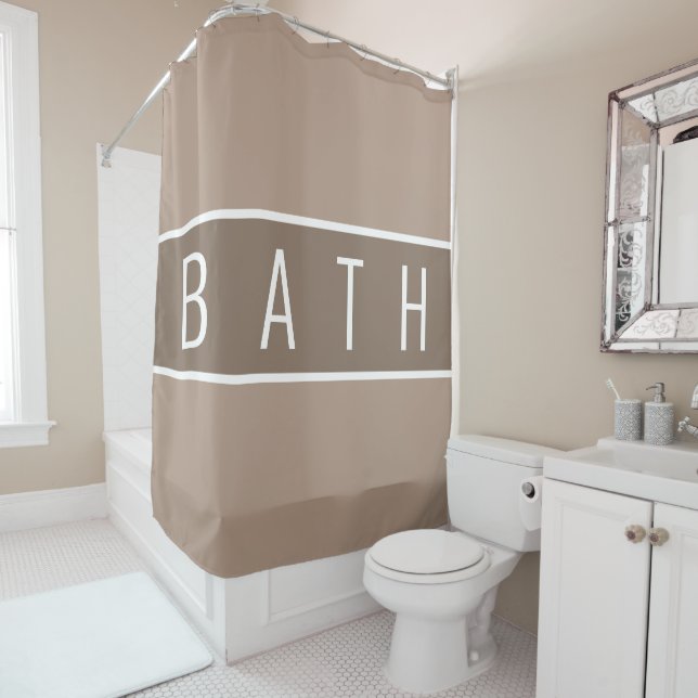 Rustic Farmhouse Chic Beige Brown White Shower Curtain (In Situ)