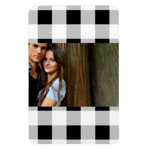rustic farmhouse chic black and white plaid magnet