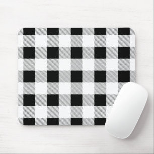 rustic farmhouse chic black and white plaid mouse mat