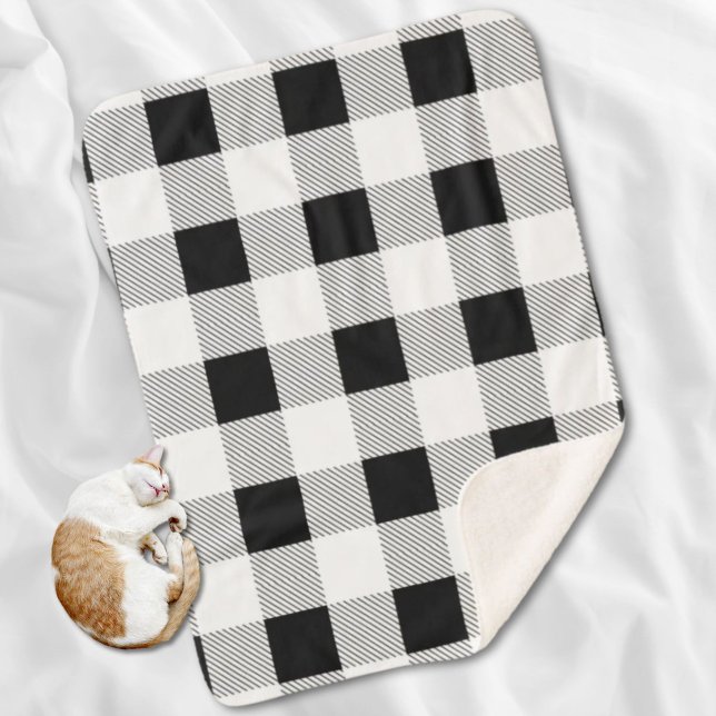 rustic farmhouse chic black and white plaid sherpa blanket (rustic farmhouse chic black and white plaid sherpa blanket)