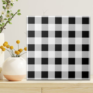 rustic farmhouse chic black and white plaid tile