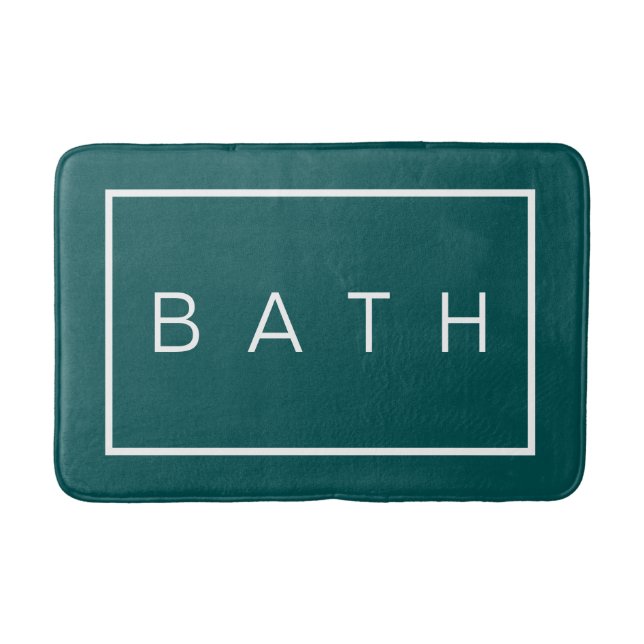 Rustic Farmhouse Chic Dark Teal White Bath Mat (Front)