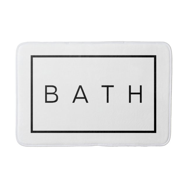Rustic Farmhouse Chic White Black Simple Bath Mat (Front)