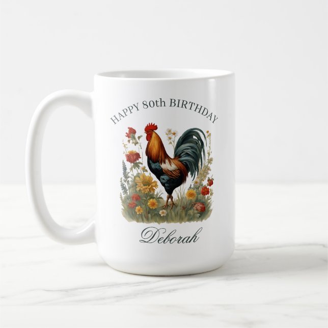 Rustic Farmhouse Chicken | Custm Name Kitchen Tea  Coffee Mug (Left)