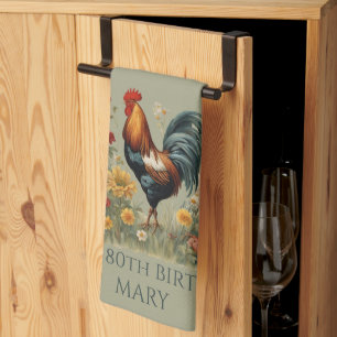 Rustic Farmhouse Chicken Custm Name Kitchen Tea Towel