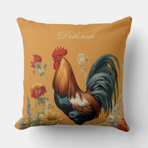 Rustic Farmhouse Chicken Custom Name Cushion