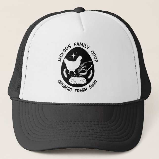Rustic Farmhouse Chicken Fresh Organ Hen Eggs Coop Trucker Hat (Front)