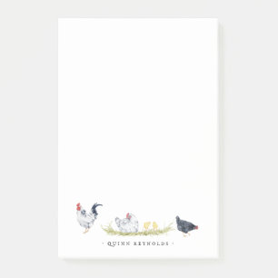 Rustic Farmhouse Chickens Monogram Stationery Post-it Notes