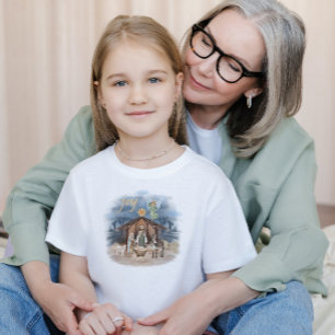 Rustic Farmhouse Christmas Joy Nativity Toddler T-Shirt