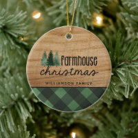Rustic Farmhouse Christmas Red Plaid Photo Cerami