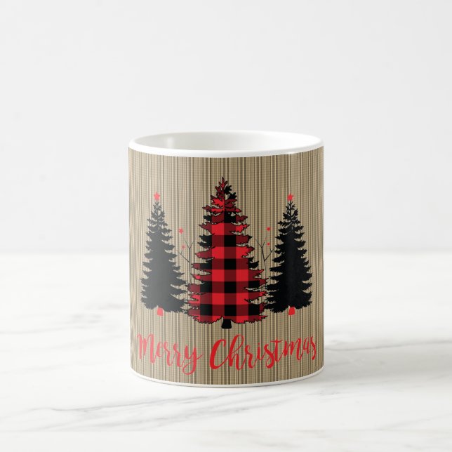 Rustic Farmhouse Christmas Tree Trio Coffee Mug (Center)