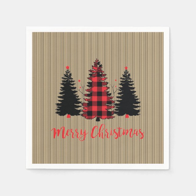 Rustic Farmhouse Christmas Tree Trio Napkin (Front)