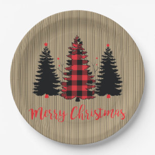Rustic Farmhouse Christmas Tree Trio Paper Plate