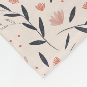 Rustic Farmhouse Coral Florals Fleece Blanket