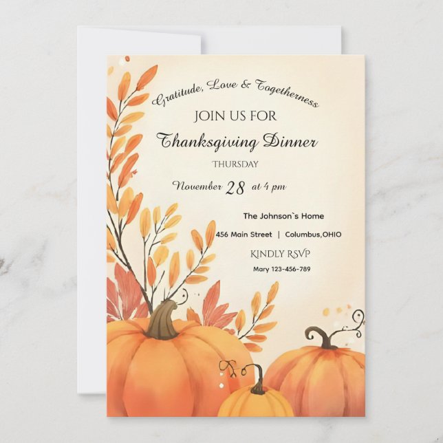Rustic Farmhouse Cosy Autumn  Thanksgiving Invitation (Front)
