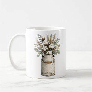 Rustic Farmhouse Cotton & Eucalyptus Mug   Vintage