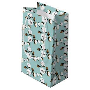 Rustic Farmhouse Cotton Flowers & Teal Small Gift Bag