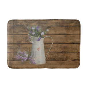 rustic farmhouse country barn wood lavender  bath mat
