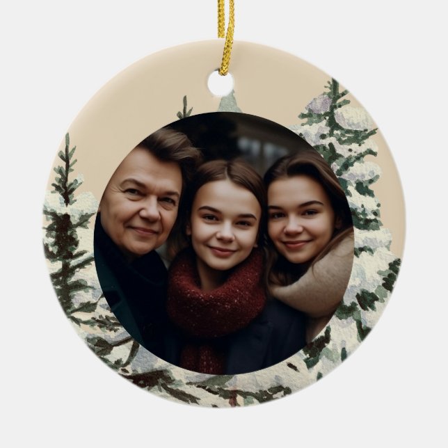 Rustic Farmhouse Country Christmas  Ceramic Tree Decoration (Front)