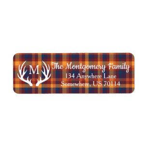 Rustic Farmhouse Country Deer Antlers Fall Plaid