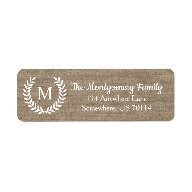 Rustic Farmhouse Country Laurels Faux Burlap (Front)