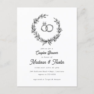 Rustic Farmhouse Couples Bridal Shower Invitation Postcard