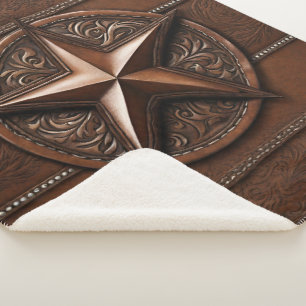 Rustic Farmhouse Cowboy Western Country Texas Star Sherpa Blanket