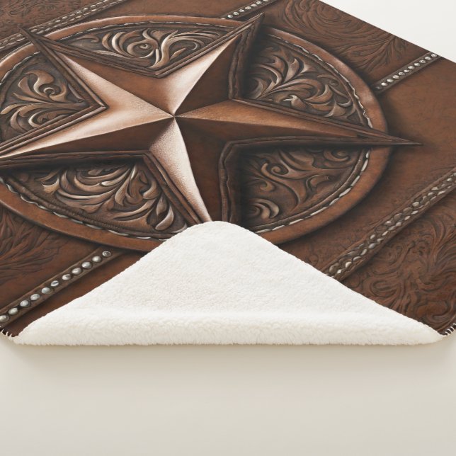 Rustic Farmhouse Cowboy Western Country Texas Star Sherpa Blanket (3/4)