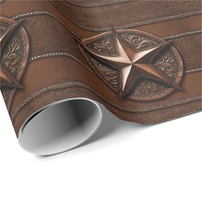 Rustic Farmhouse Cowboy Western Country Texas Star Wrapping Paper (Roll Corner)
