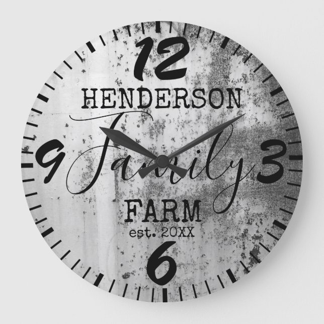 Rustic Farmhouse Distressed Vintage Antique Family Large Clock (Front)