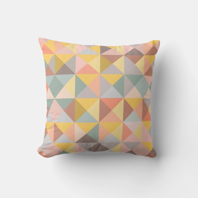 Rustic Farmhouse Earthy Yellow Brown Geometric Cushion (Front)