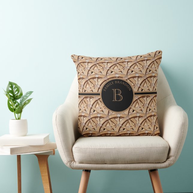 Rustic Farmhouse Elegant Monogram Cute Family Name Cushion (Chair)