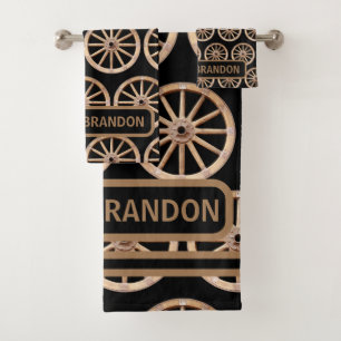 Rustic Farmhouse Elegant Old-Fashion Family Name Bath Towel Set