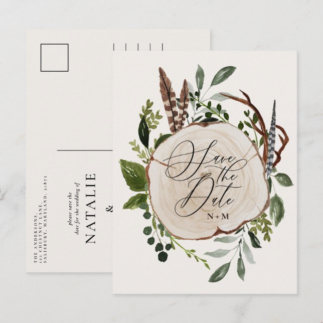 Rustic farmhouse elegant wedding  announcement postcard (Front/Back)