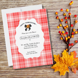 Rustic Farmhouse Fall Thanksgiving Party Plaid Invitation