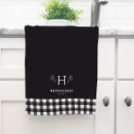 Rustic Farmhouse Family Name Monogram Tea Towel<br><div class="desc">Featuring initial monogram surrounded by branches along with a last name and established date, and beautiful farmhouse plaid. Add your custom wording to this design by using the "Edit this design template" boxes on the right-hand side of the item or click the blue "Customise it" button to arrange the text,...</div>