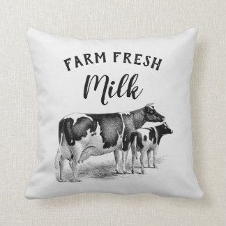 Rustic Farmhouse Farm Fresh Milk Cow Calf Cushion
