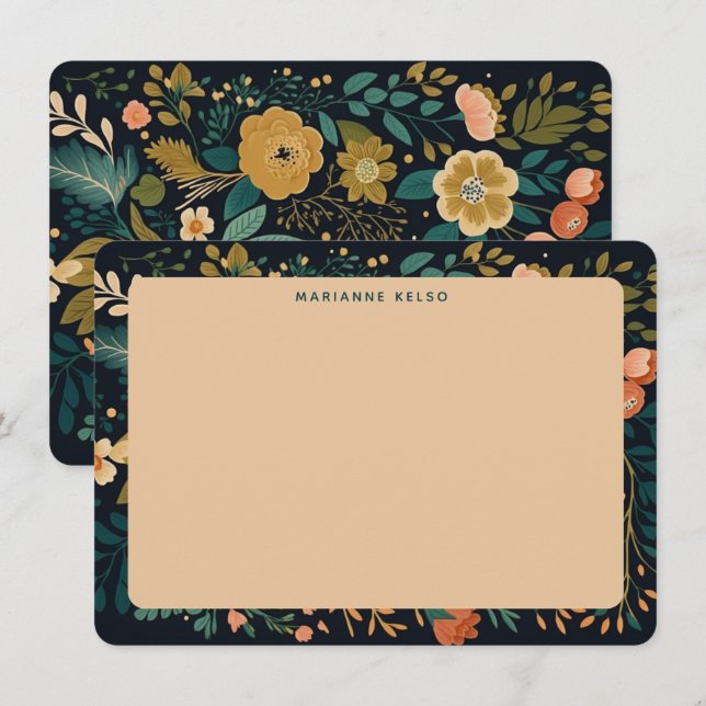 Rustic Farmhouse Floral Personalised Note Card (Front/Back)