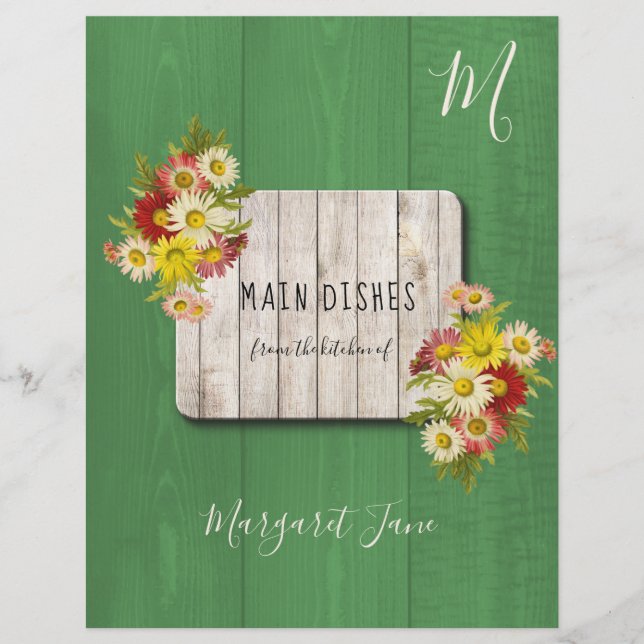 Rustic farmhouse floral recipe organiser divider (Front)
