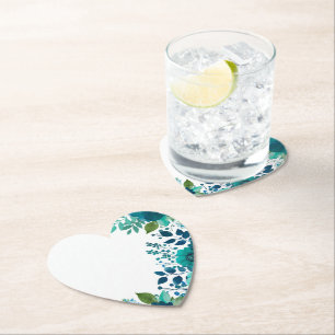Rustic Farmhouse Floral Wreath Paper Coaster