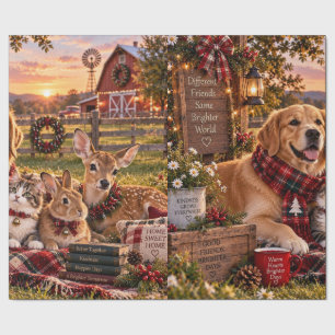 Rustic Farmhouse Friends Christmas Wrapping Paper