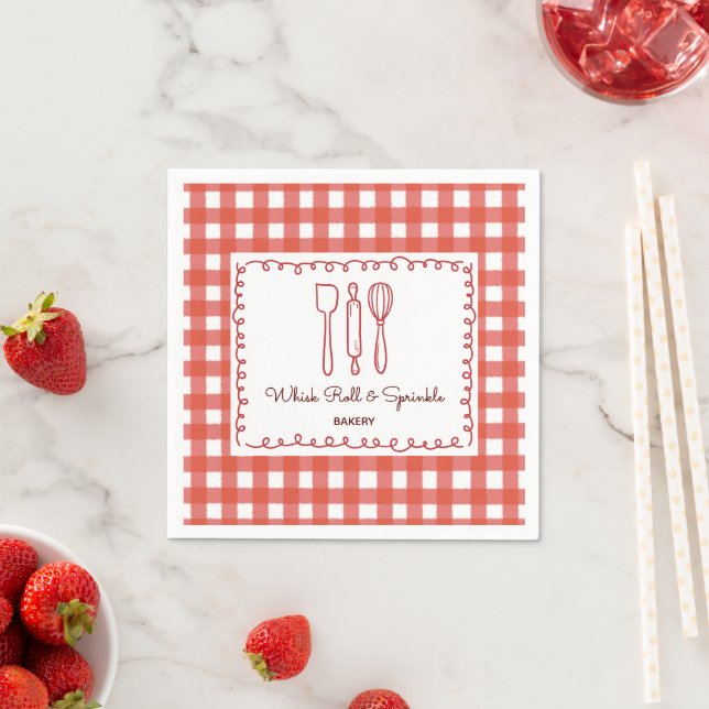 Rustic Farmhouse Gingham Bakery Napkin (Insitu)