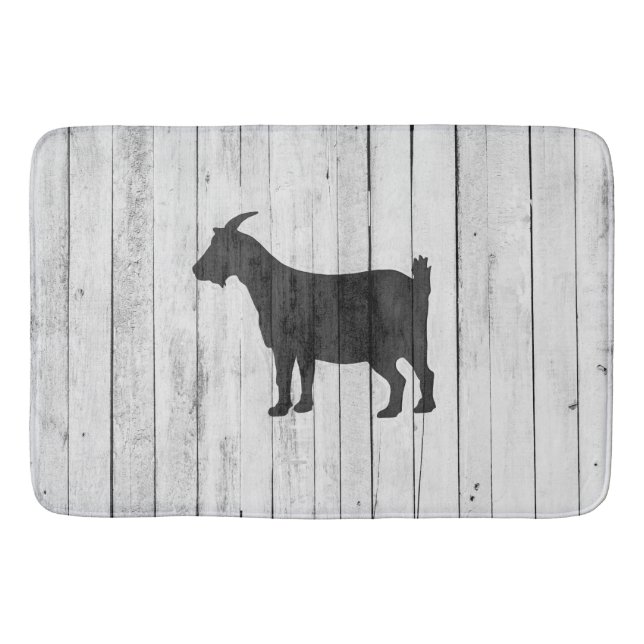 Rustic Farmhouse Goat Wood Panel Bath Mat (Front)