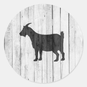 Rustic Farmhouse Goat Wood Panel Classic Round Sticker