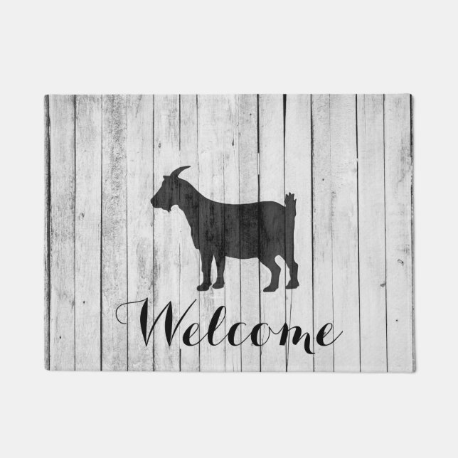 Rustic Farmhouse Goat Wood Panel Doormat (Front)